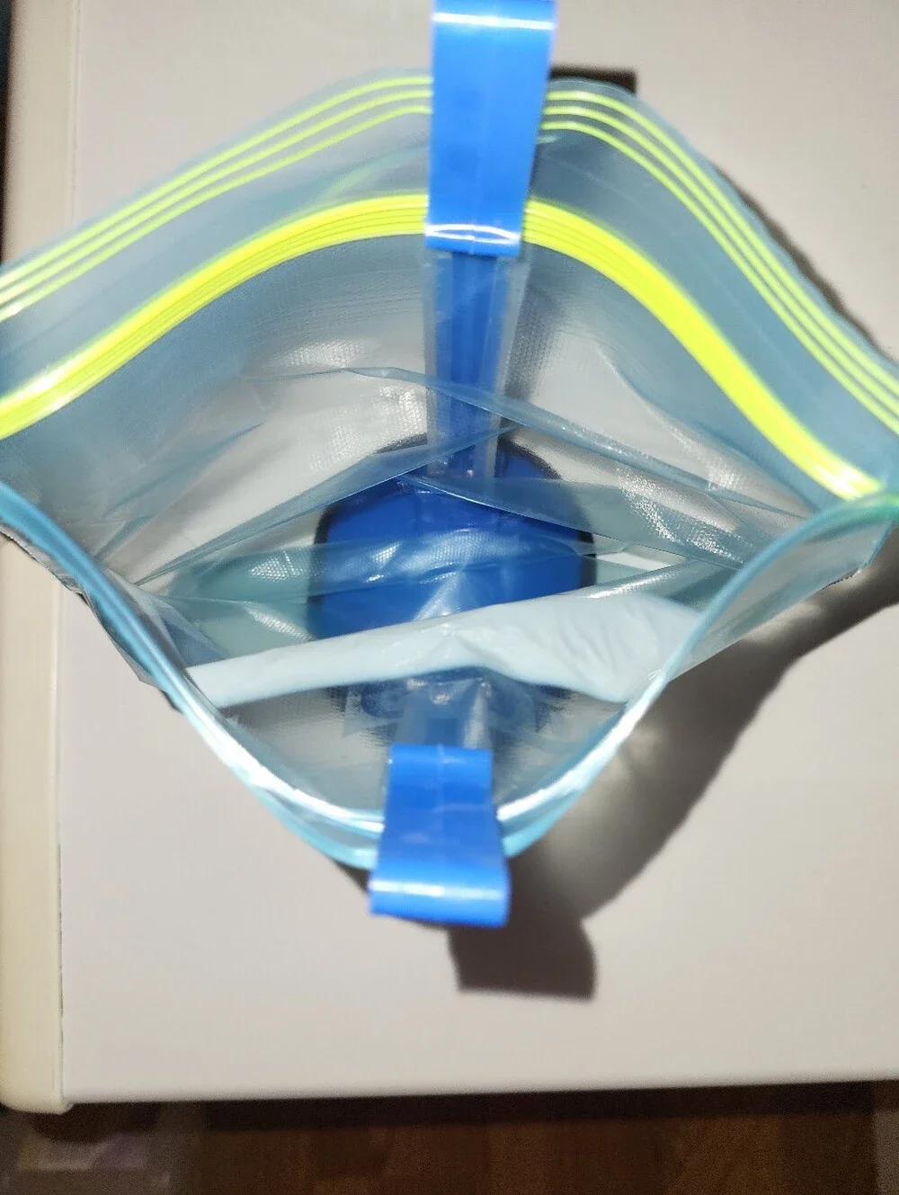 Blue Plastic Zip Bag Holder Suction Cup Stand